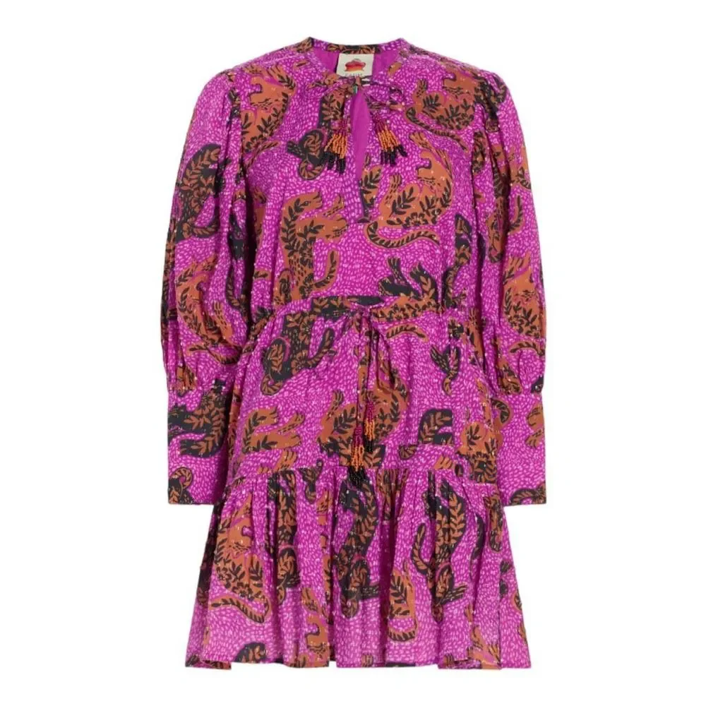 Farm Rio Pink Wild Leopards Minidress Size Large NWT - Picture 4 of 10